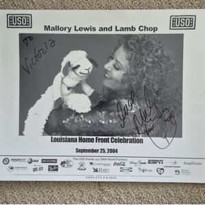 Mallory Lewis And Lamb Chop Autographed Photo